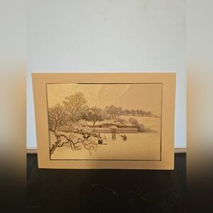 Asian Design Xmas Cards On‎ Silk, Winter Scene